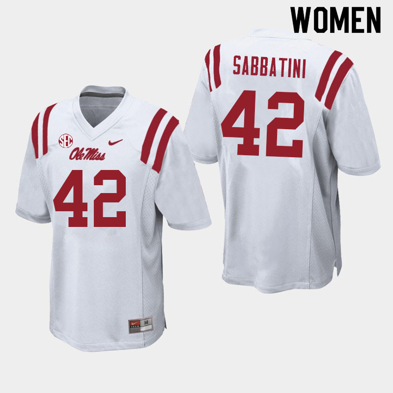 Elijah Sabbatini Ole Miss Rebels NCAA Women's White #42 Stitched Limited College Football Jersey LDV3758VJ